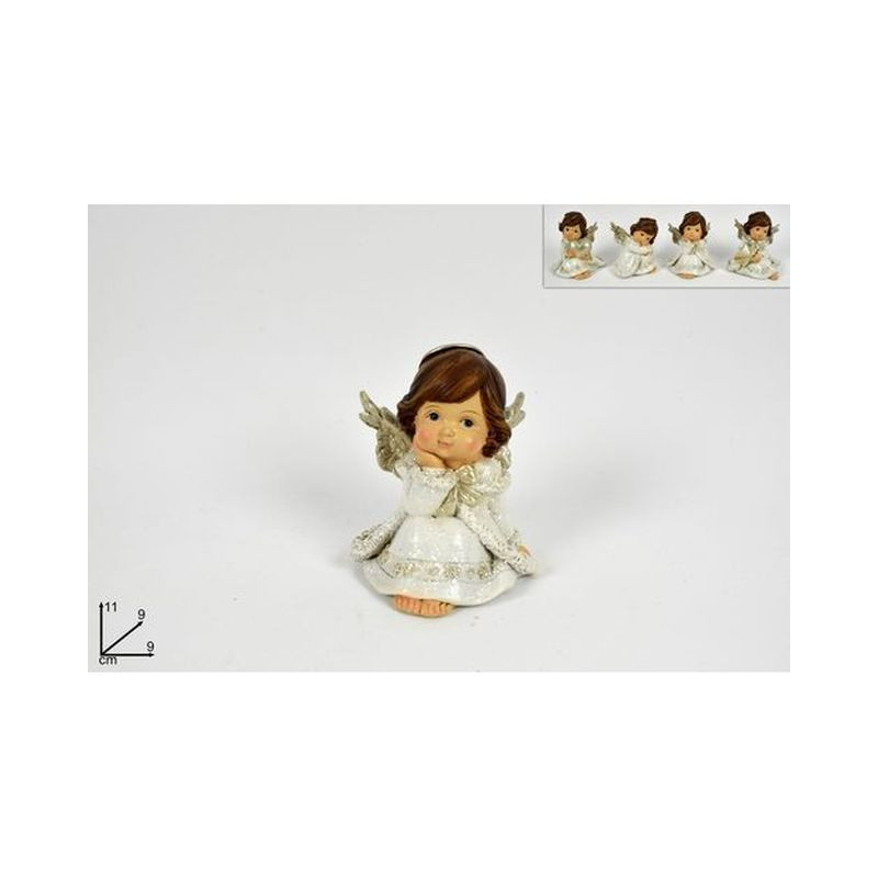 ANGELO SEDUTO VEST.BIANCO GLITTER 11CM A EAN 8053482075716 INGROSSO OGGETTISTICA NATALIZIA