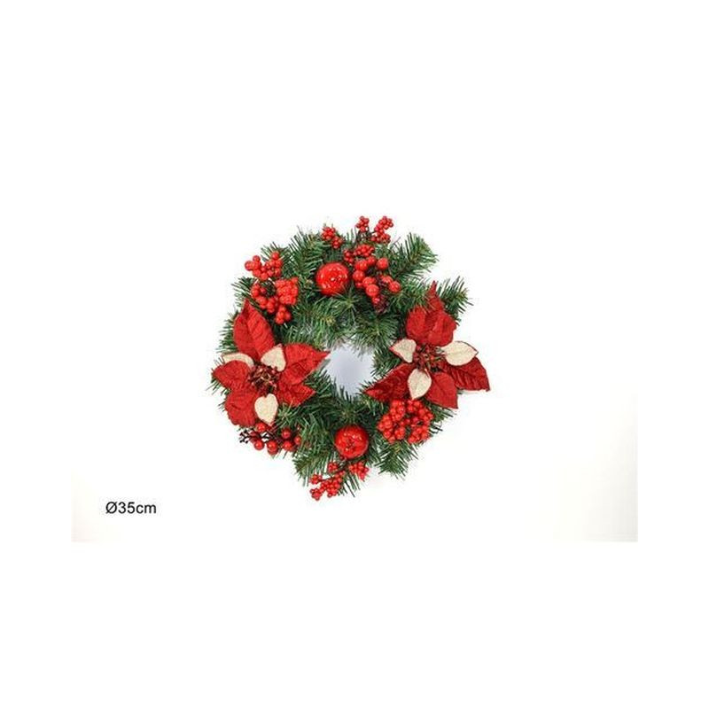 DIETROPORTA 35CM C/POINSETTIE,MELE E BAC EAN 8033113401855 INGROSSO OGGETTISTICA NATALIZIA