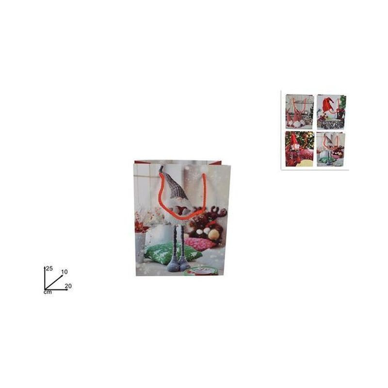 BUSTA REGALO GNOMO DI NATALE 20X25X10 4A EAN 8033113774645 INGROSSO SACCHETTI E SHOPPER NATALIZI