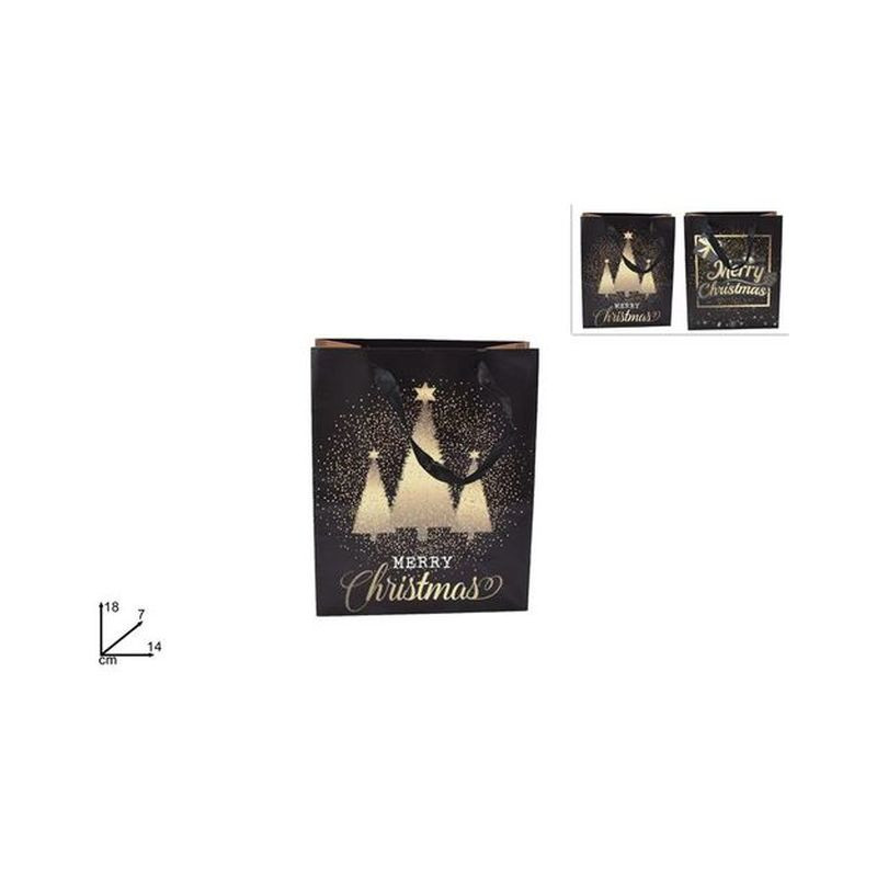 BUSTA REGALO 14X18X7 NERA DEC.MERRY CHRI EAN 8053482022628 INGROSSO SACCHETTI E SHOPPER NATALIZI