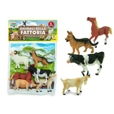 ANIMALI DELLA FATTORIA 6PZ - GEO NATURE EAN 8017967663393 INGROSSO BUSTE ANIMALI GIOCATTOLO