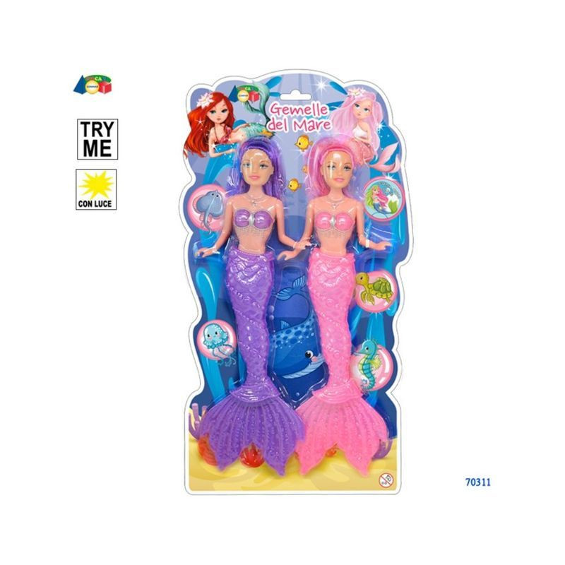 SET 2 SIRENE GEMELLE DEL MARE C/LUCE TRY EAN 8057438026401 INGROSSO GIOCHI DA EDICOLA
