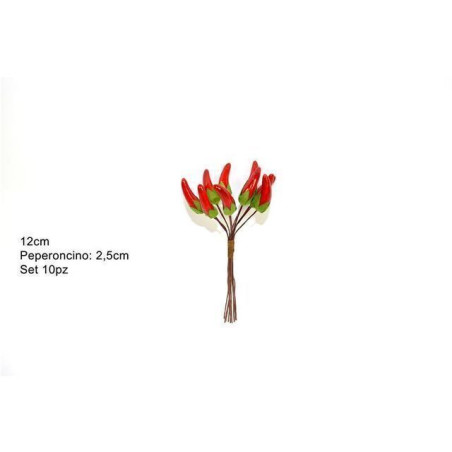 MAZZETTO PEPERONCINO 10PZ EAN 8034048281079 INGROSSO FIORI FINTI NATALIZI