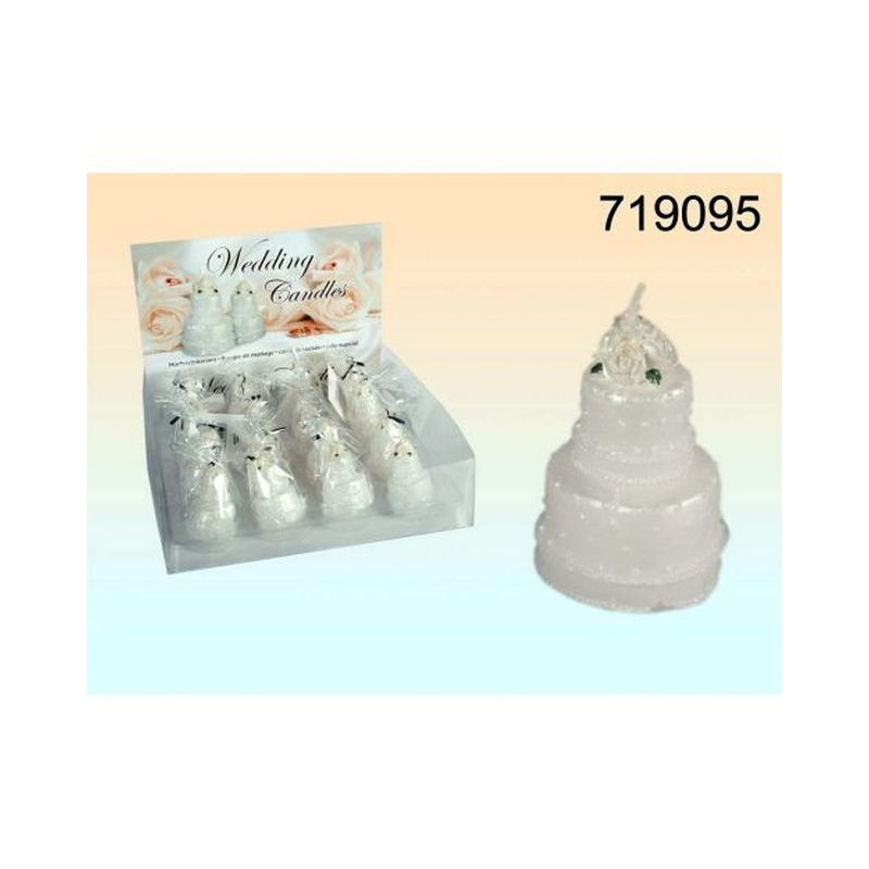 CANDELA TORTA NUZIALE B.cm.4.5x8 EAN 4044984009006 INGROSSO CANDELE COMPLEANNO