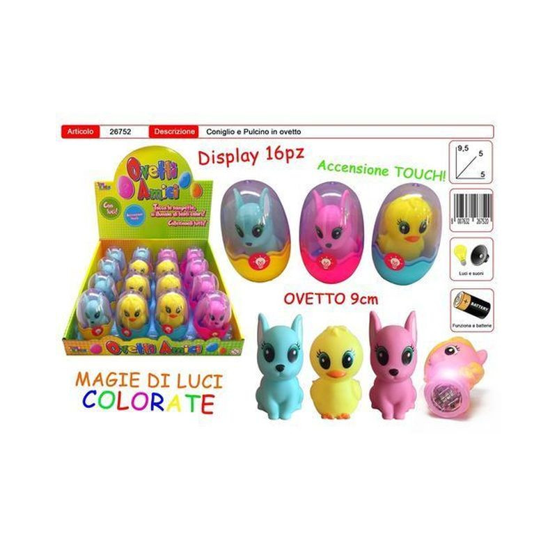 CONIGLIO E PULCINO IN OVETTO C/LUCE LUCI E SUONI EAN 8007632267520 INGROSSO GIOCHI DA EDICOLA
