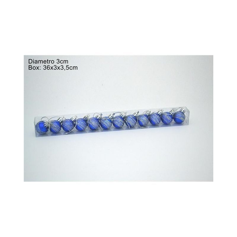 PALLINE 3CM BOX DA 12 PEZZI BLU EAN 8033113207549 INGROSSO PALLINE DI NATALE E PUNTALI