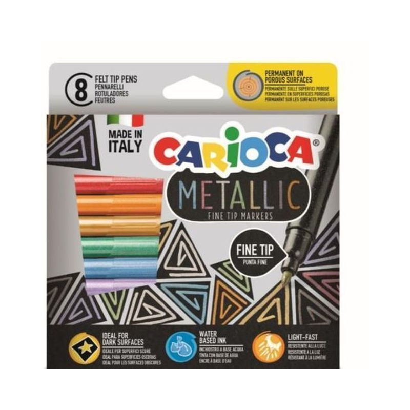 CARIOCA METAL. FINELINER BOX 8 PZ FELT EAN 8003511431624 INGROSSO PENNARELLI