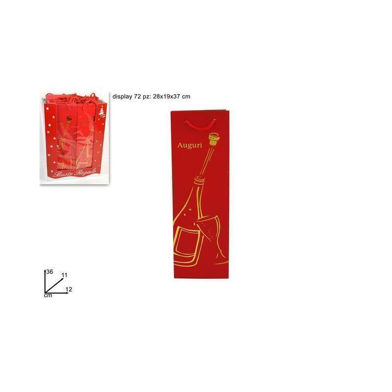 BUSTA PORTABOTTIGLIA NATAL. ROSSA C/ORO EAN 8033113309267 INGROSSO SACCHETTI E SHOPPER NATALIZI