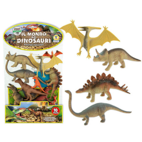 DINOSAURI RIGIDI 10 CON POSTER EAN 8017967707103 INGROSSO BUSTE ANIMALI GIOCATTOLO
