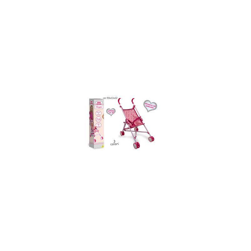 PASSEGGINO AD OMBRELLO 3 COLORI EAN 8017967637455 INGROSSO ACCESSORI PER BAMBOLE