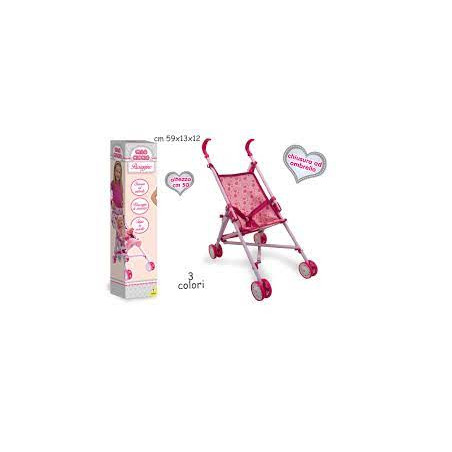 PASSEGGINO AD OMBRELLO 3 COLORI EAN 8017967637455 INGROSSO ACCESSORI PER BAMBOLE