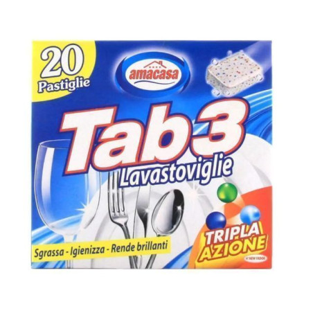 AMACASA TAB 3 LAVASTOVIGLIE 20 TABS EAN 8004393000045 INGROSSO DETERSIVI