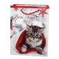 BUSTA REGALO GATTO BUON NATALE 42X33CM