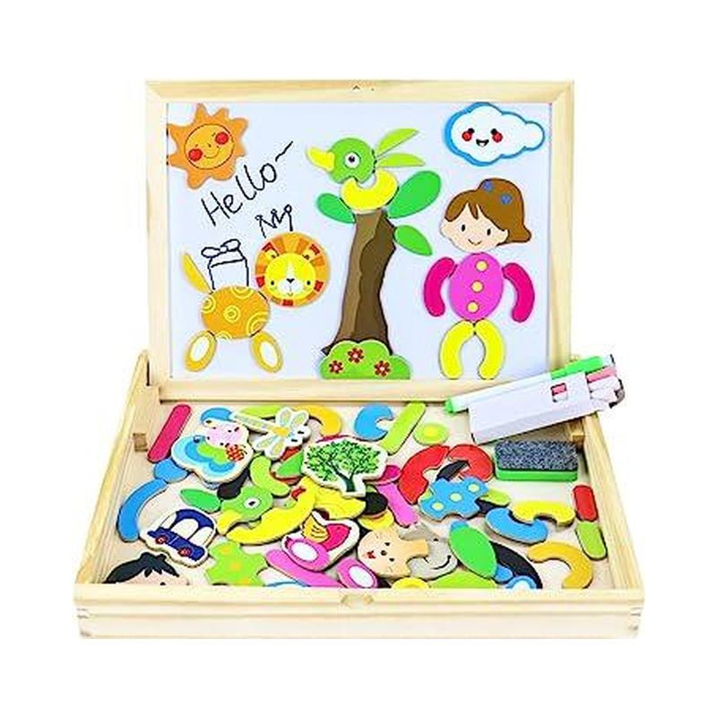 LAVAGNA C/PUZZLE MAGNETICO FATTO DI LEGN EAN 8017967406624 INGROSSO GIOCHI IN LEGNO