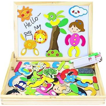 LAVAGNA C/PUZZLE MAGNETICO FATTO DI LEGN EAN 8017967406624 INGROSSO GIOCHI IN LEGNO