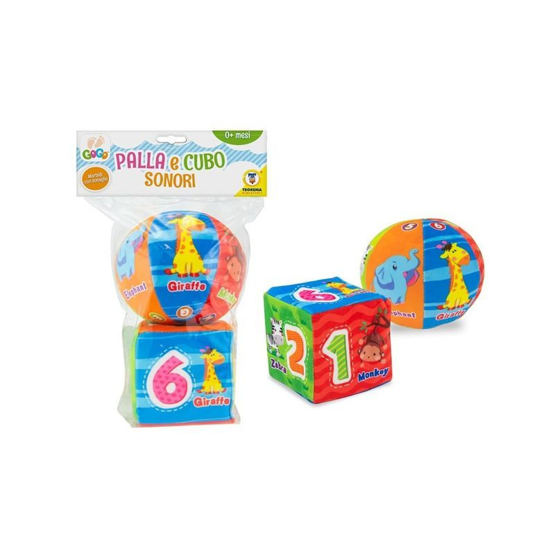 PALLA E CUBO SONORI MORBIDI EAN 8017967666608 INGROSSO GIOCHI PRIMA INFANZIA