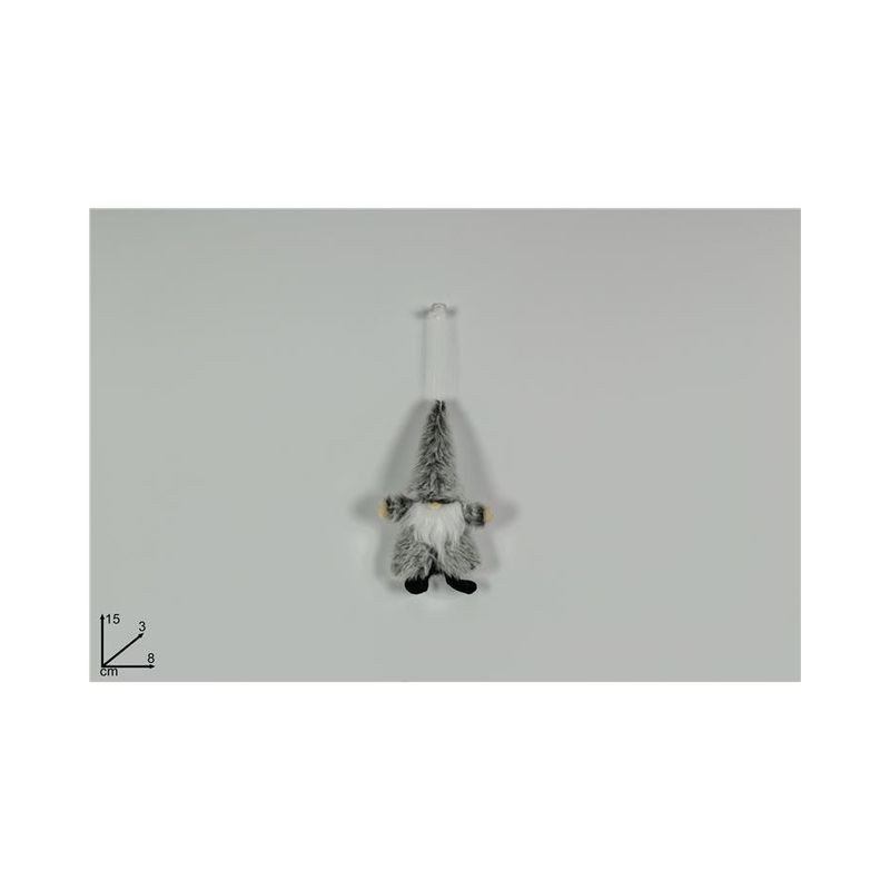 APPENDINO GNOMO NATALE PELLICCIA GRIGIO EAN 8053482122809 INGROSSO APPENDINI NATALIZI