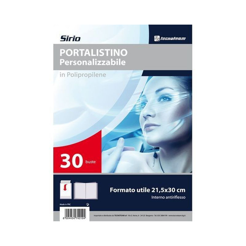 PORTALISTINO PERSONALIZZABILE 30BUSTE 21.5X30CM-INTERNO ANTIRIFLESSO EAN 8019420320874 INGROSSO PORTA LISTINI