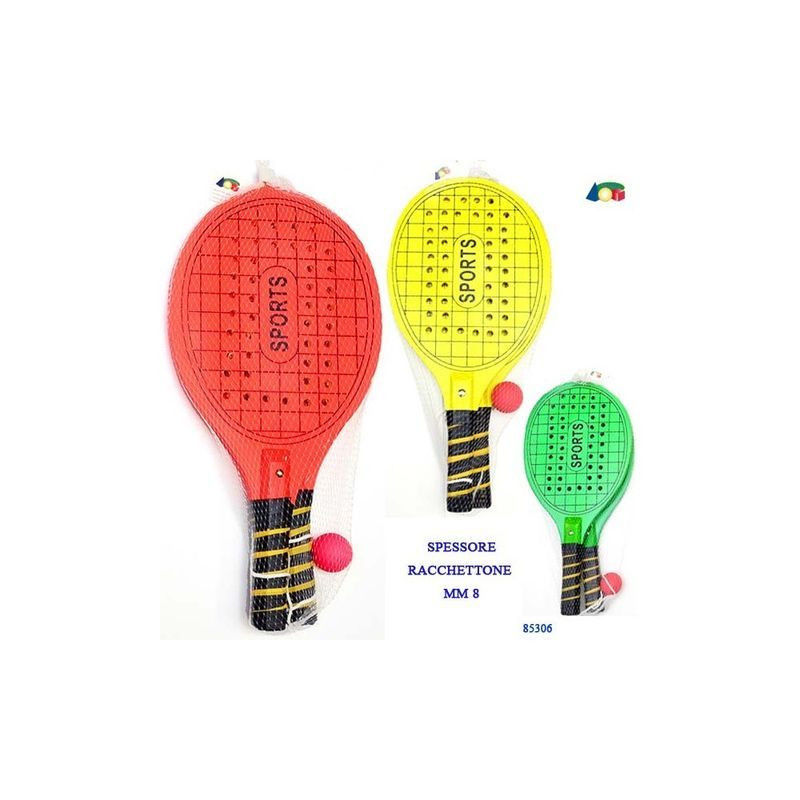 COPPIA RACCHETTONI C/FORI/ PALLA, COLORI EAN 8034094801702 INGROSSO GIOCHI MARE