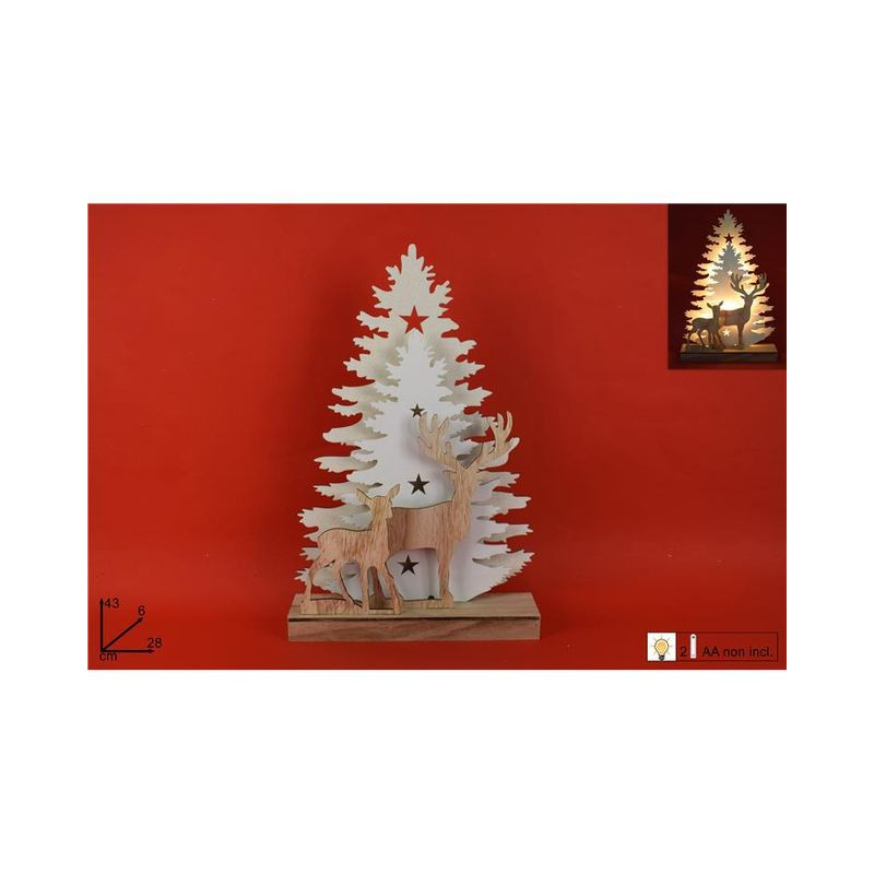 ALBERO 43CM BIANCO&SCENARIO C/RENNE C/LU EAN 8033113998393 INGROSSO OGGETTISTICA NATALIZIA