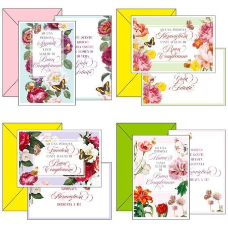 BIGLIETTO COMPLEANNO FIORI ELEG E FARFAL EAN 8009162374693 INGROSSO BIGLIETTI COMPLEANNO