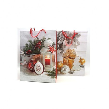 BORSA CARTA H.34X25X8,5CM NAT C/GLITTER EAN 8021029283825 INGROSSO SACCHETTI E SHOPPER NATALIZI