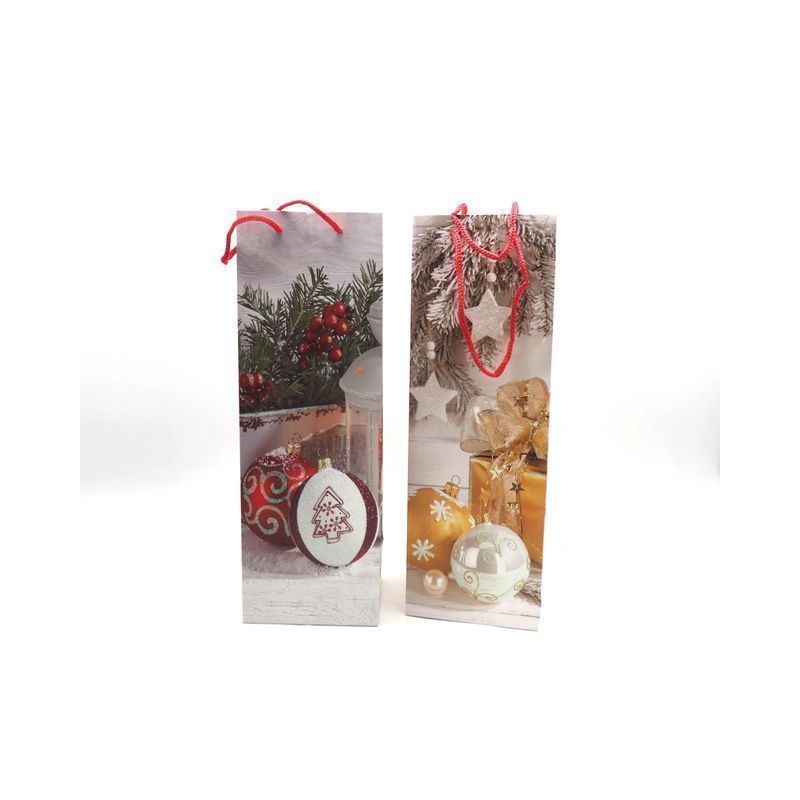 BORSA CARTA BOTTIGLIA 36X12X9CM NAT C/BR EAN 8021029305923 INGROSSO SACCHETTI E SHOPPER NATALIZI