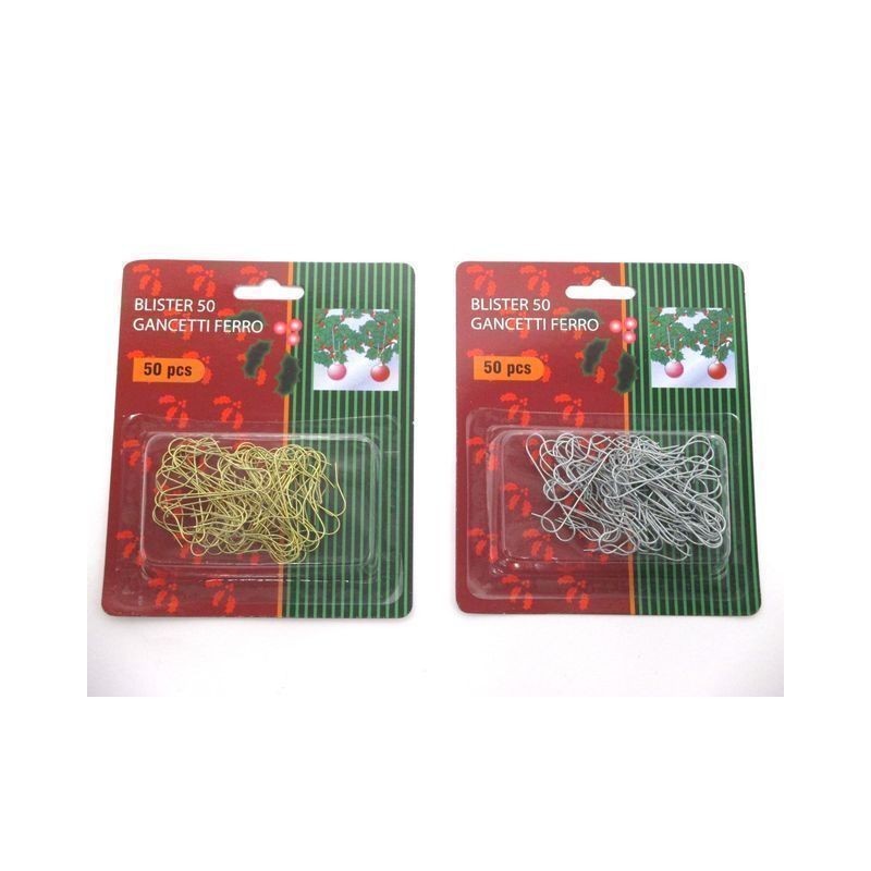 BL. 50 GANCETTI FERRO ORO/ARG X ALBERO EAN 8021029601155 INGROSSO PUPAZZI E GNOMI NATALIZI
