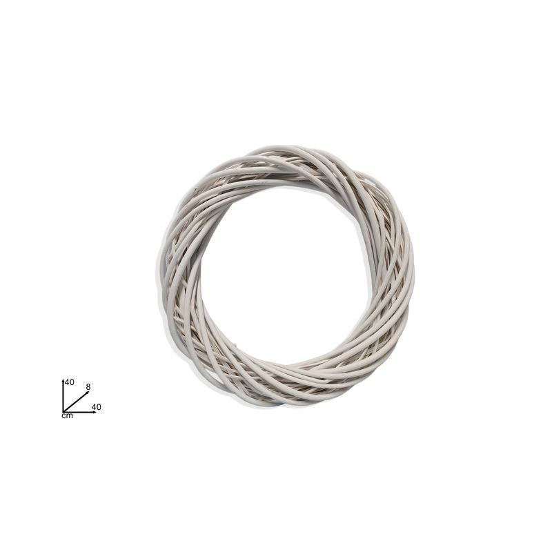 ANELLO LEGNO INTRECCIATO BIANCO D40X8CM EAN 8053482245812 INGROSSO OGGETTISTICA NATALIZIA