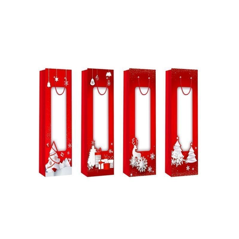 BUSTA REGALO NATALE BOTTIGLIA 025D EAN 6905585000091 INGROSSO SACCHETTI E SHOPPER NATALIZI