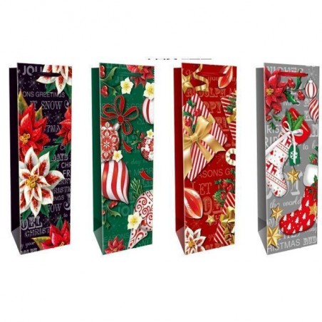 BUSTA REGALO NATALE BOTTIGLIA 164 EAN 6910331003486 INGROSSO SACCHETTI E SHOPPER NATALIZI