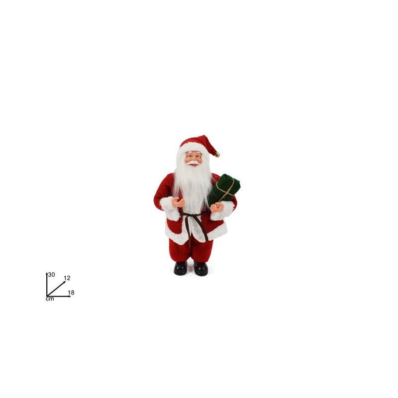 BABBO NATALE CON PACCO REGALO 30CM EAN 8033113869587 INGROSSO PUPAZZI E GNOMI NATALIZI
