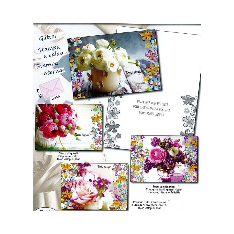 BIGLIETTO B/C FIORI IN POSA EAN 8056860792908 INGROSSO BIGLIETTI COMPLEANNO