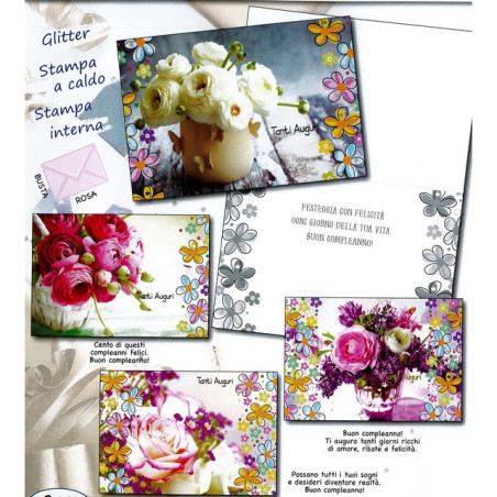 BIGLIETTO B/C FIORI IN POSA EAN 8056860792908 INGROSSO BIGLIETTI COMPLEANNO