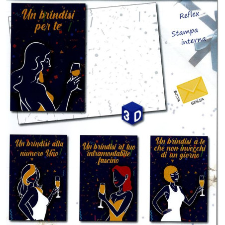BIGLIETTO B/C UN BRINDISI PER TE 3D EAN 8056860796388 INGROSSO BIGLIETTI COMPLEANNO