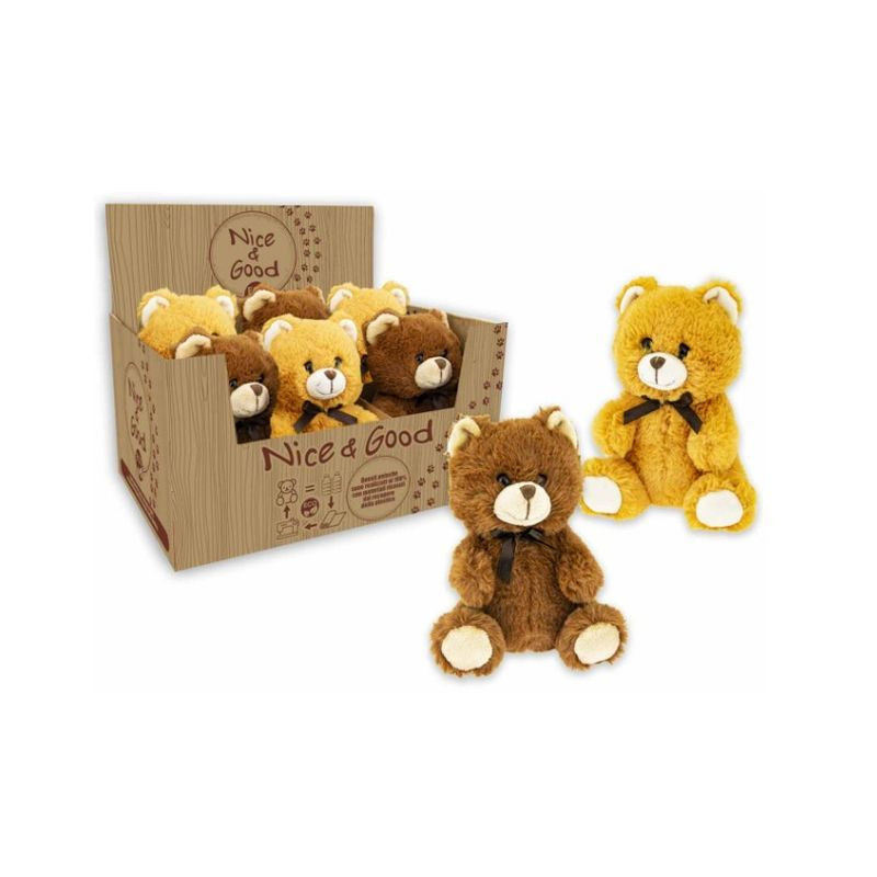 NICE & GOOD - ORSETTO C/FIOCCO 18CM 2COL EAN 8017967394235 INGROSSO PELUCHE MORBIDOSI
