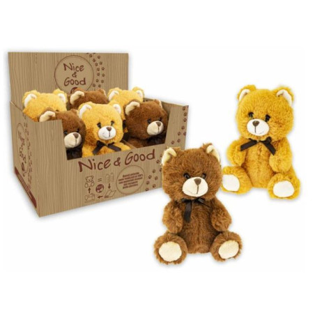 NICE & GOOD - ORSETTO C/FIOCCO 18CM 2COL EAN 8017967394235 INGROSSO PELUCHE MORBIDOSI