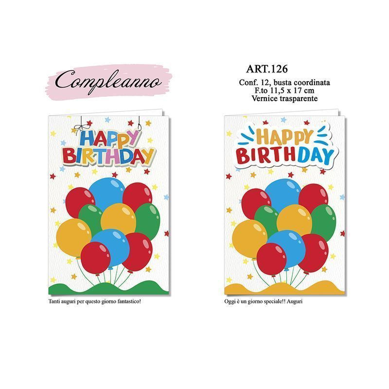 BIGLIETTI COMPLEANNO EMOZ. A COL ART.126 EAN 8001608301263 INGROSSO BIGLIETTI COMPLEANNO