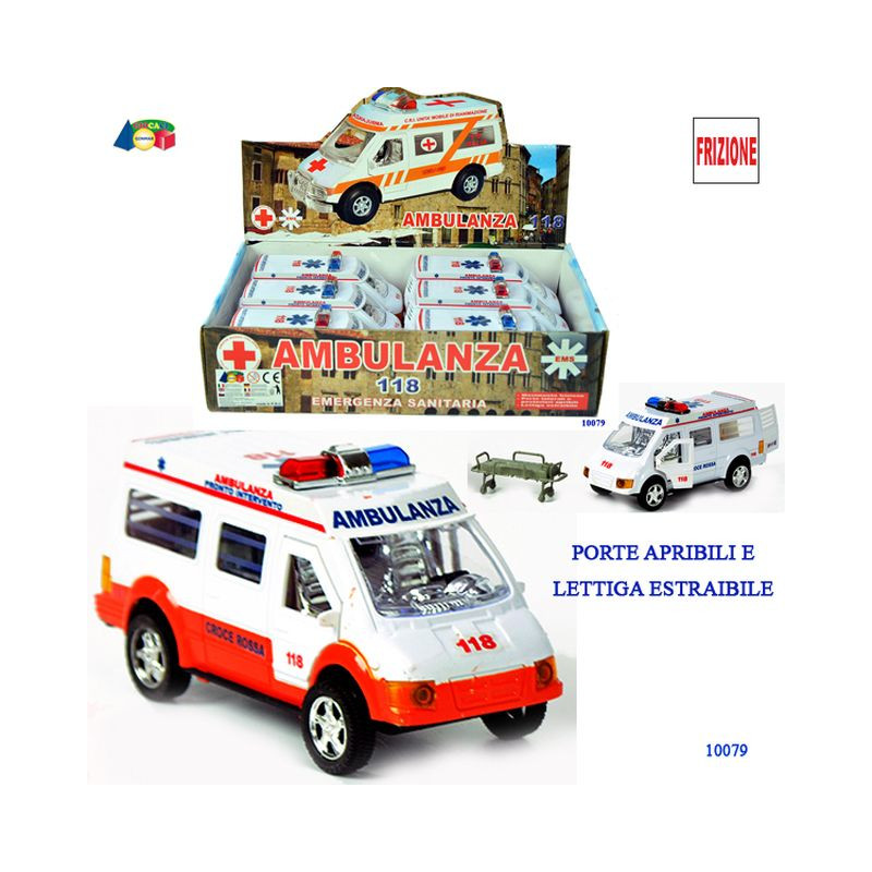 AMBULANZA PICCOLA FRIZ. C/BARELLA 2ASS EAN 800608714519 INGROSSO MODELLINI AUTO A FRIZIONE