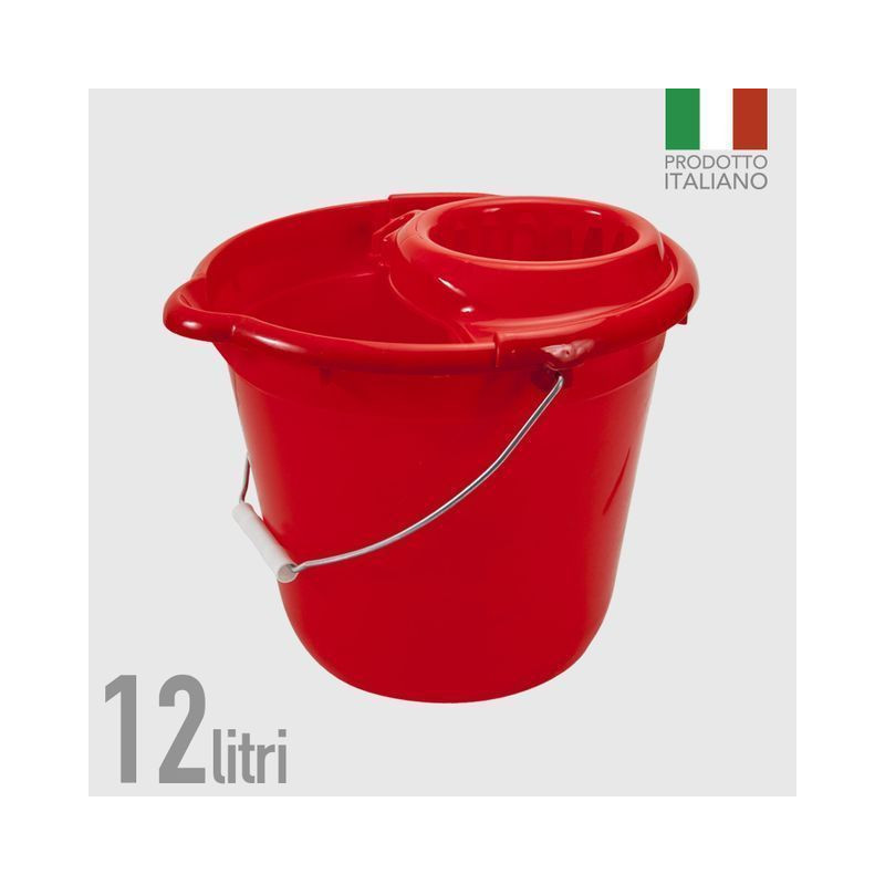 SECCHIO TONDO CON STRIZZATORE 12L EAN 8000061048593 INGROSSO ACCESSORI PULIZIA