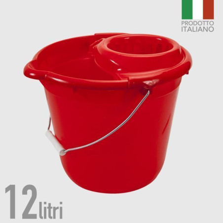 SECCHIO TONDO CON STRIZZATORE 12L EAN 8000061048593 INGROSSO ACCESSORI PULIZIA