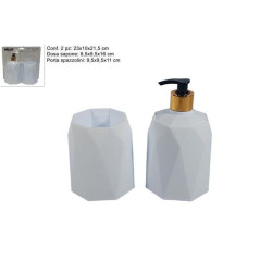 SET BAGNO 2 PZ DIAMANTE BIANCO CASALINGHI EAN 8034048594117 INGROSSO ACCESSORI BAGNO