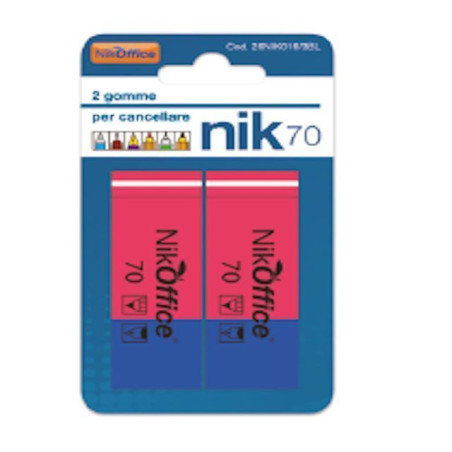 GOMME BICOLOR RED/BLU 2PZ BL CARTOLERIA EAN 8033594002671 INGROSSO GOMME PER MATITE