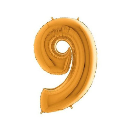 PALLONCINO MYLAR N. 9 ORO MEGA 101CM EAN 8032685998510 INGROSSO PALLONCINI COMPLEANNO