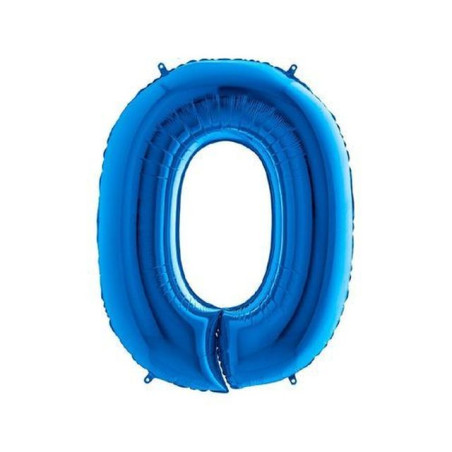 PALLONCINO MYLAR N. 0 BLU MEGA 101CM EAN 8032685998626 INGROSSO PALLONCINI COMPLEANNO