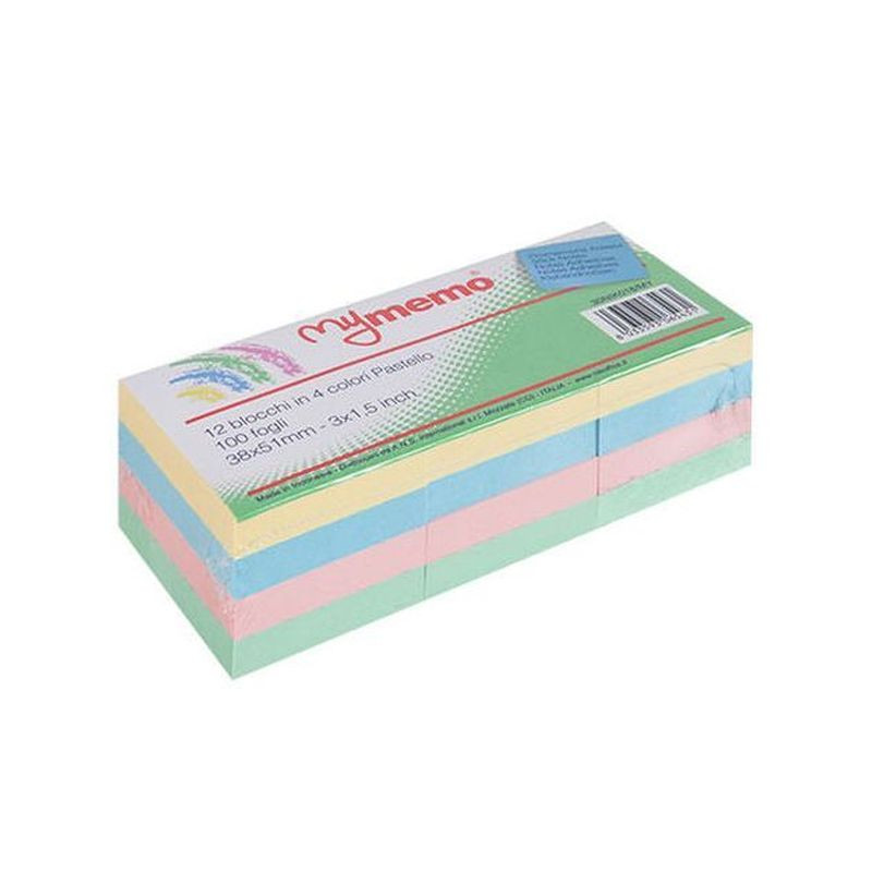 MY MEMO 38X51 ASS. COLOR PASTELLO CF.12 EAN 8033593065431 INGROSSO ETICHETTE LABEL POSTIT