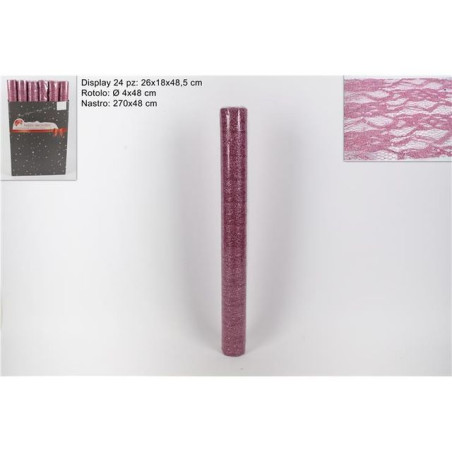 ROTOLO ORGANZA MERLETTO 48X270CM ROSA EAN 8053482011080 INGROSSO NASTRI NATALIZI PER ADDOBBO