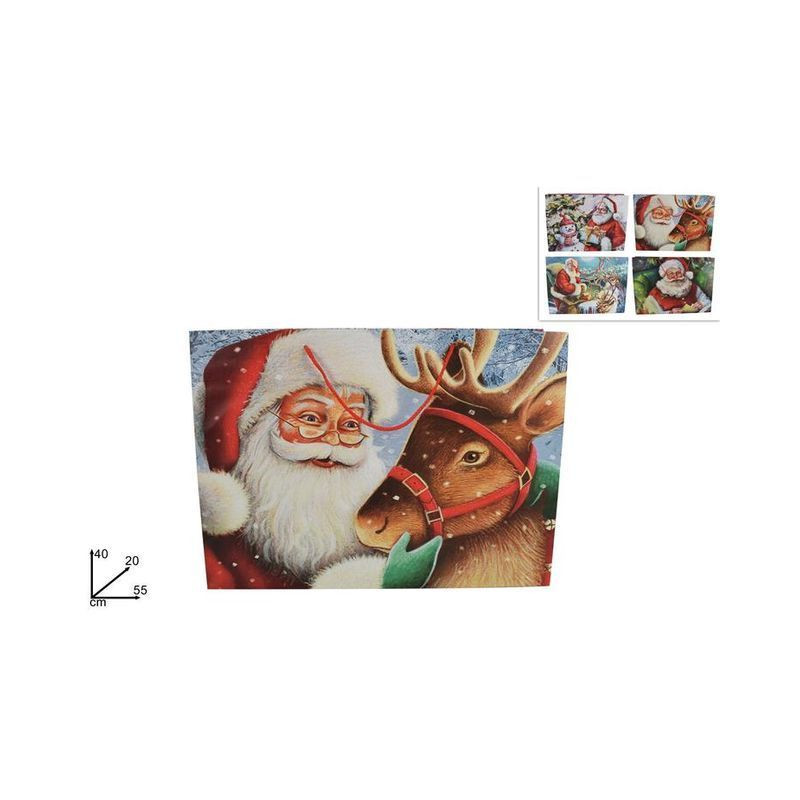 BUSTA REGALO BABBO NATALE 55X40X20CM ASS EAN 8033113625312 INGROSSO SACCHETTI E SHOPPER NATALIZI