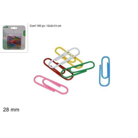 INGROSSO GRAFFETTE COLORATE 28MM 150PZ IN BLISTER 8034048454091 INGROSSO ARTICOLI DI CANCELLERIA PUNTINE E FERMAGLI