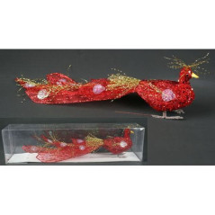 INGROSSO ARTICOLI NATALIZI PAVONE ROSSO 8033113089572 INGROSSO DECORAZIONI NATALIZIE OGGETTISTICA NATALIZIA